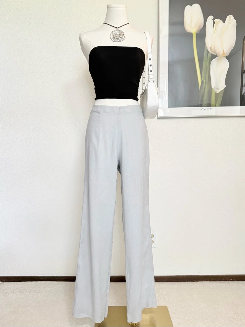 Vintage Banana Republic Linen Blend Wide Leg Pants Y2K Minimalist Chic